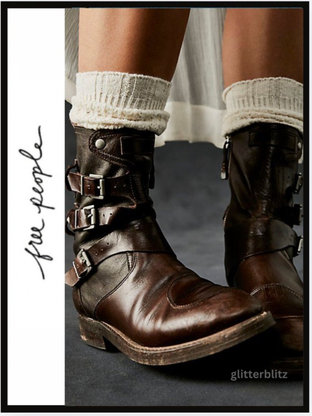 Free People Dusty Buckle Boots Chicory Coffee 9.5 - New in Box - MSRP $428